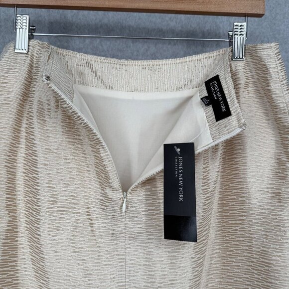 Jones New York Pencil Skirt Size 8 Gold Cream Textured Office Business NEW - Picture 6 of 12